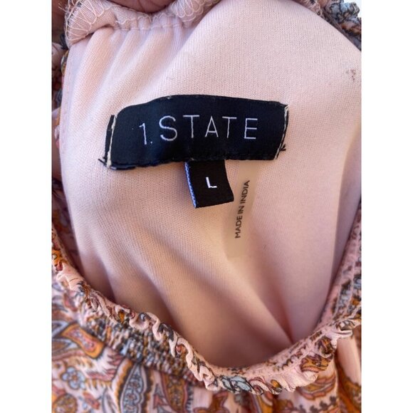 1. State Sleeveless Paisley Chiffon Midi Print Dress Size L Sleeveless Flowy GUC - Picture 4 of 12